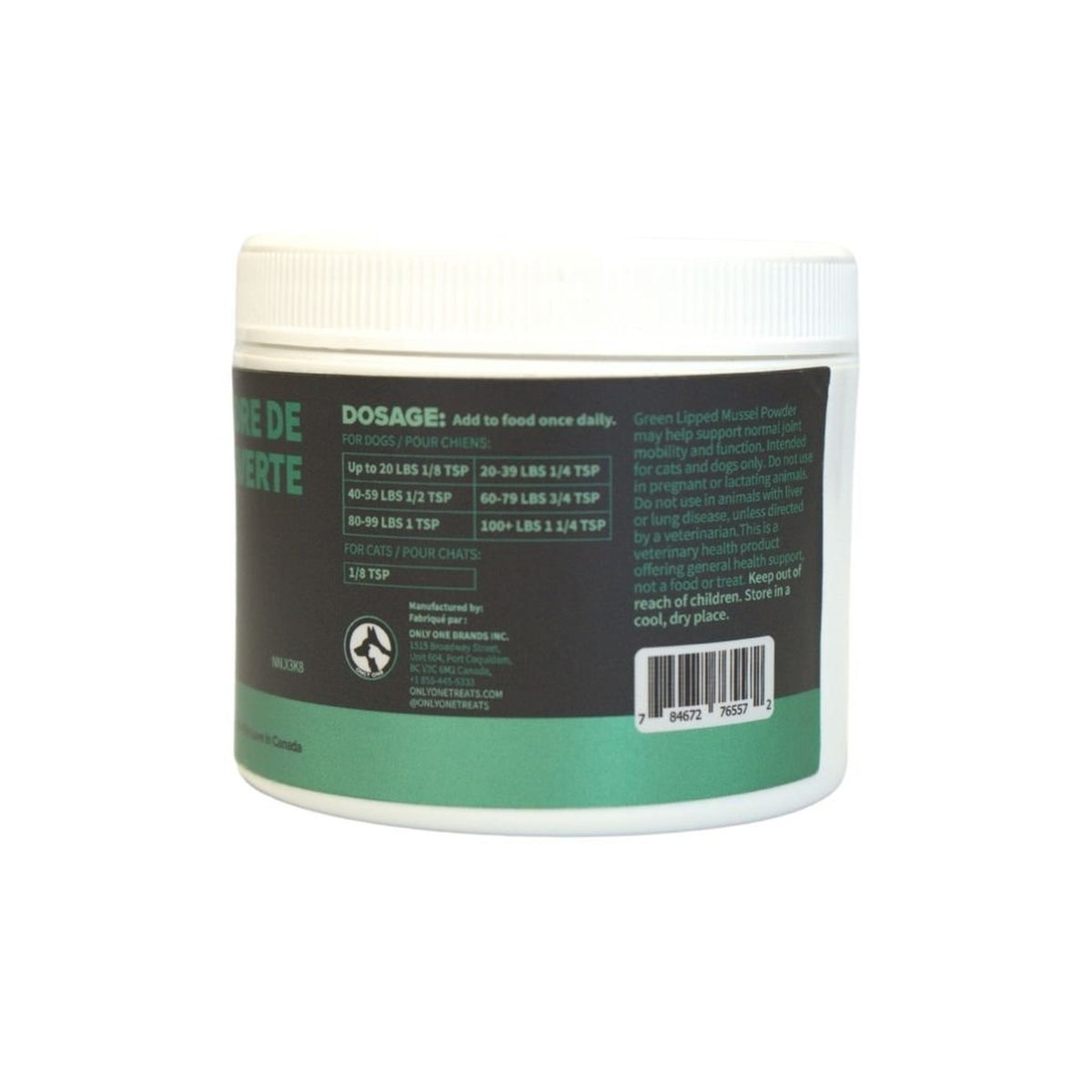 Only One Treats Green Lipped Mussel Powder 60g｜狗狗營養補充品｜加拿大直送-寵物補充品-毛孩物語Pets Thing｜香港寵物貓狗用品專門店：IATA寵物飛機籠、寵物手推車、貓爬架貓樹