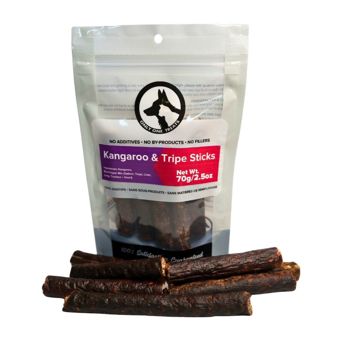 Only One Treats Kangaroo & Beef Tripe Sticks 70g｜狗狗零食及咀嚼小食｜加拿大直送-狗-毛孩物語Pets Thing｜香港寵物貓狗用品專門店：IATA寵物飛機籠、寵物手推車、貓爬架貓樹