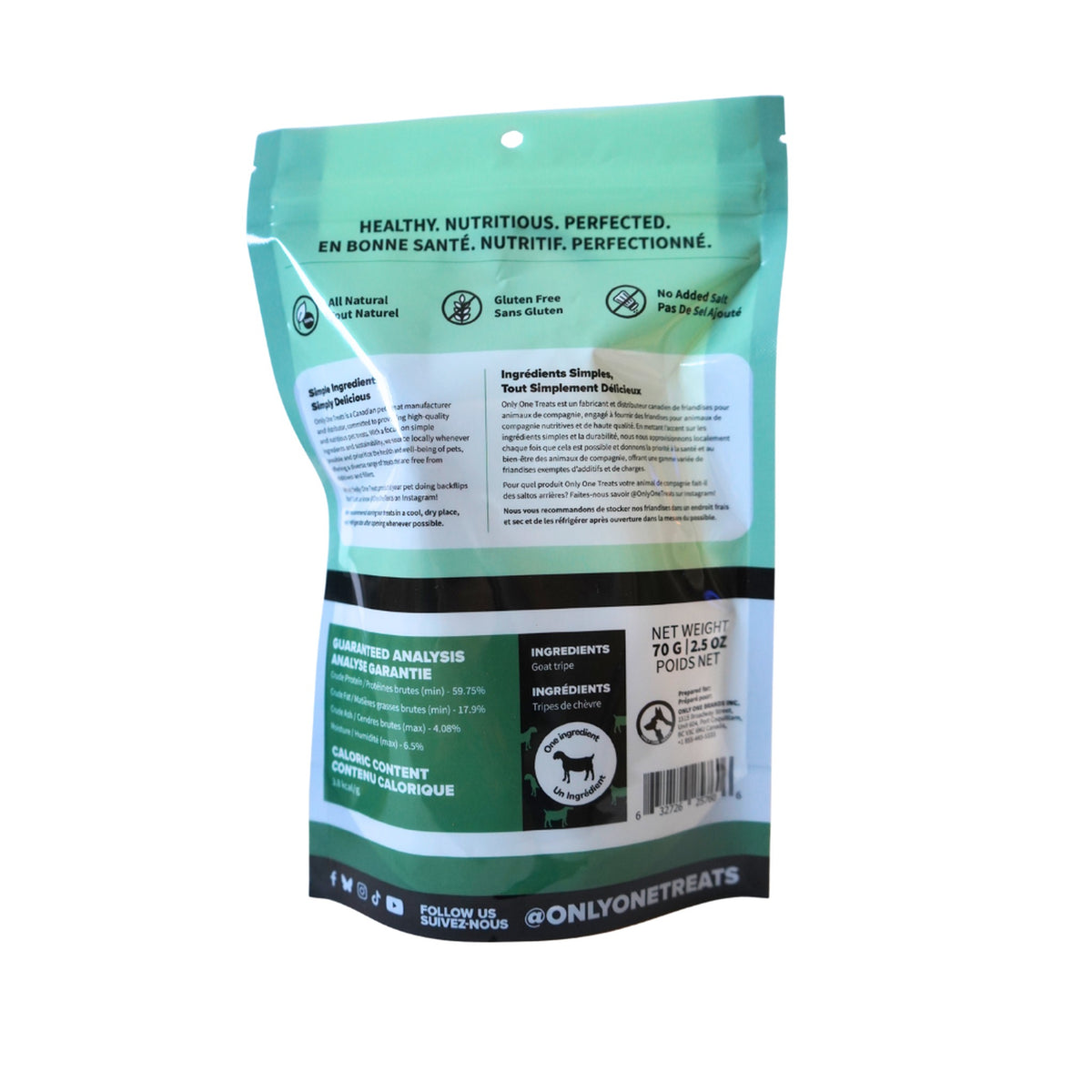 Only One Treats Green Goat Tripe 70g｜狗狗零食及咀嚼小食｜加拿大直送-狗-毛孩物語Pets Thing｜香港寵物貓狗用品專門店：IATA寵物飛機籠、寵物手推車、貓爬架貓樹