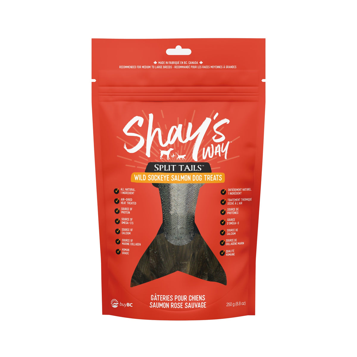 Shay's Way Wild Sockeye Split Tails — 250g｜狗狗零食及咀嚼小食｜加拿大直送-狗-毛孩物語Pets Thing｜香港寵物貓狗用品專門店：IATA寵物飛機籠、寵物手推車、貓爬架貓樹
