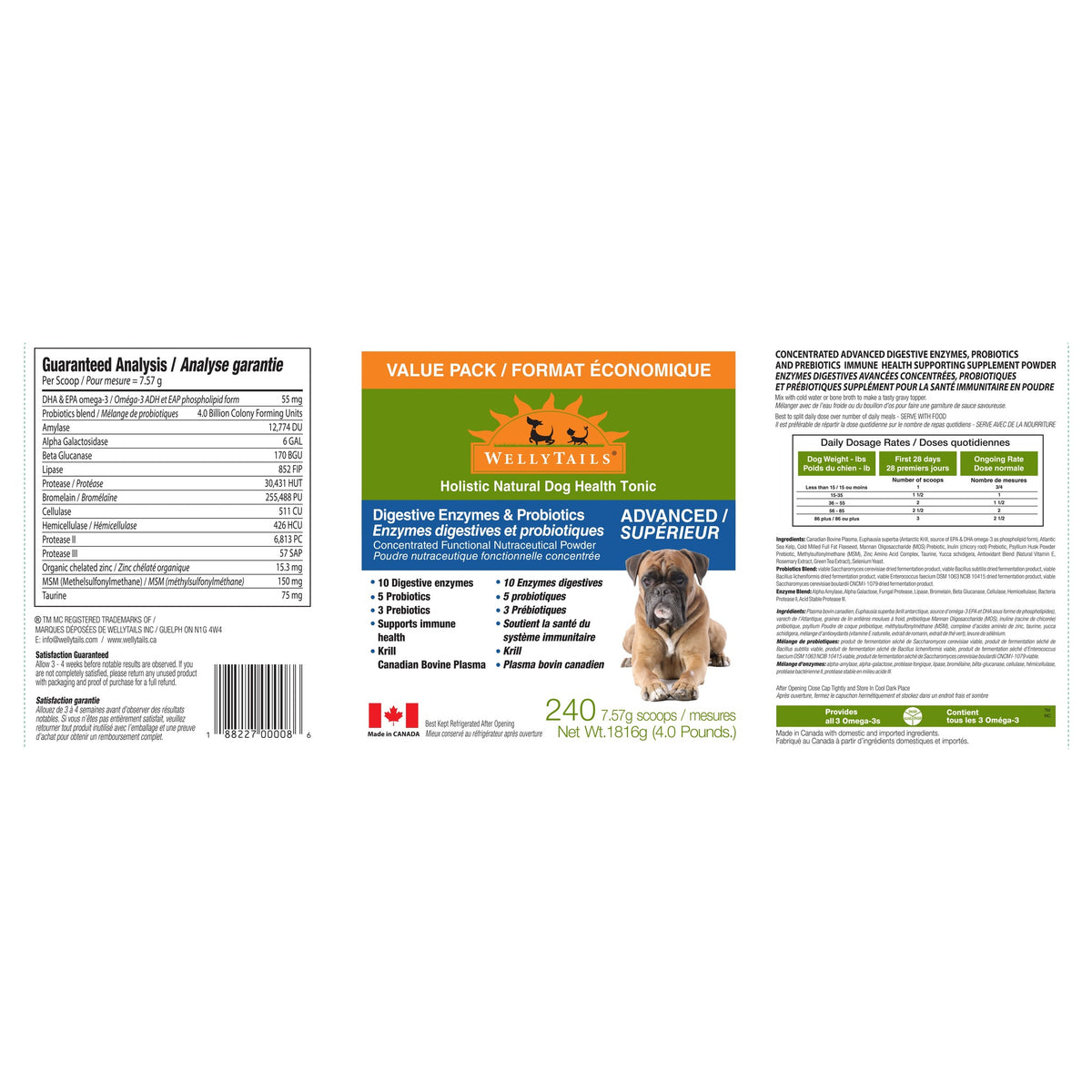WellyTails Digestive Enzymes & Probiotics ADVANCED｜狗狗營養補充品｜加拿大直送-寵物補充品-毛孩物語Pets Thing｜香港寵物貓狗用品專門店：IATA寵物飛機籠、寵物手推車、貓爬架貓樹