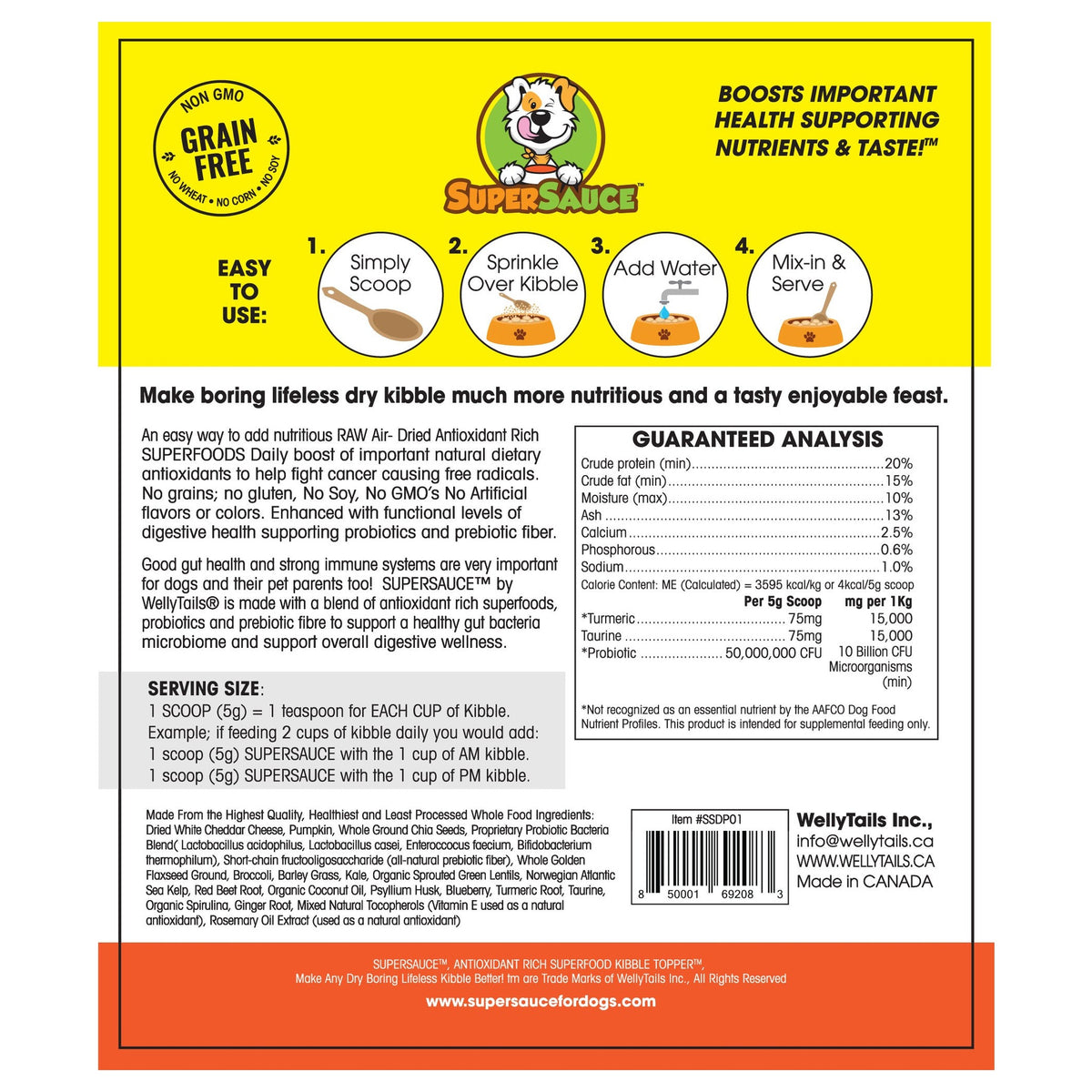 WellyTails SUPERSAUCE™ White Cheddar Cheese + PROBIOTICS Digestive Health 5.4 oz. (153g) MADE IN CANADA｜狗狗營養補充品｜加拿大直送-寵物補充品-毛孩物語Pets Thing｜香港寵物貓狗用品專門店：IATA寵物飛機籠、寵物手推車、貓爬架貓樹
