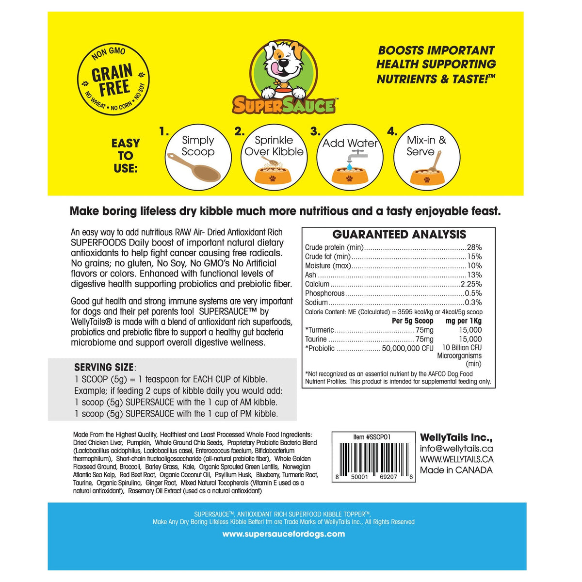 WellyTails SUPERSAUCE™ Chicken Liver + PROBIOTICS Digestive Health 5.4 oz. (153g) MADE IN CANADA｜狗狗營養補充品｜加拿大直送-寵物補充品-毛孩物語Pets Thing｜香港寵物貓狗用品專門店：IATA寵物飛機籠、寵物手推車、貓爬架貓樹