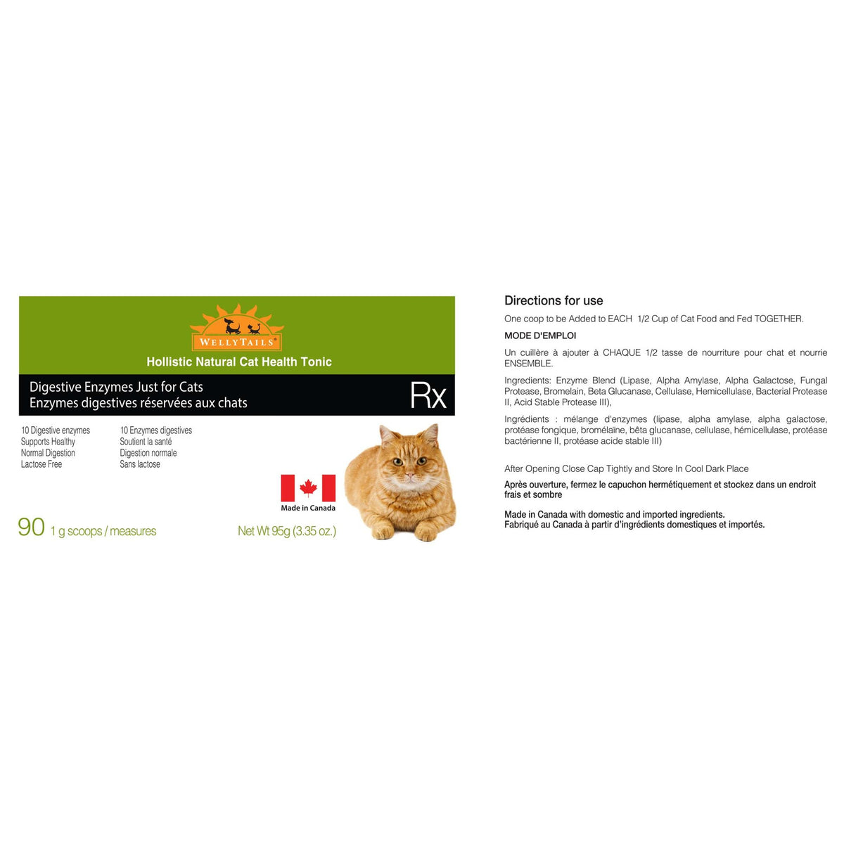 WellyTails Digestive Enzymes Just for Cats 95g｜貓貓營養補充品｜加拿大直送-寵物補充品-毛孩物語Pets Thing｜香港寵物貓狗用品專門店：IATA寵物飛機籠、寵物手推車、貓爬架貓樹