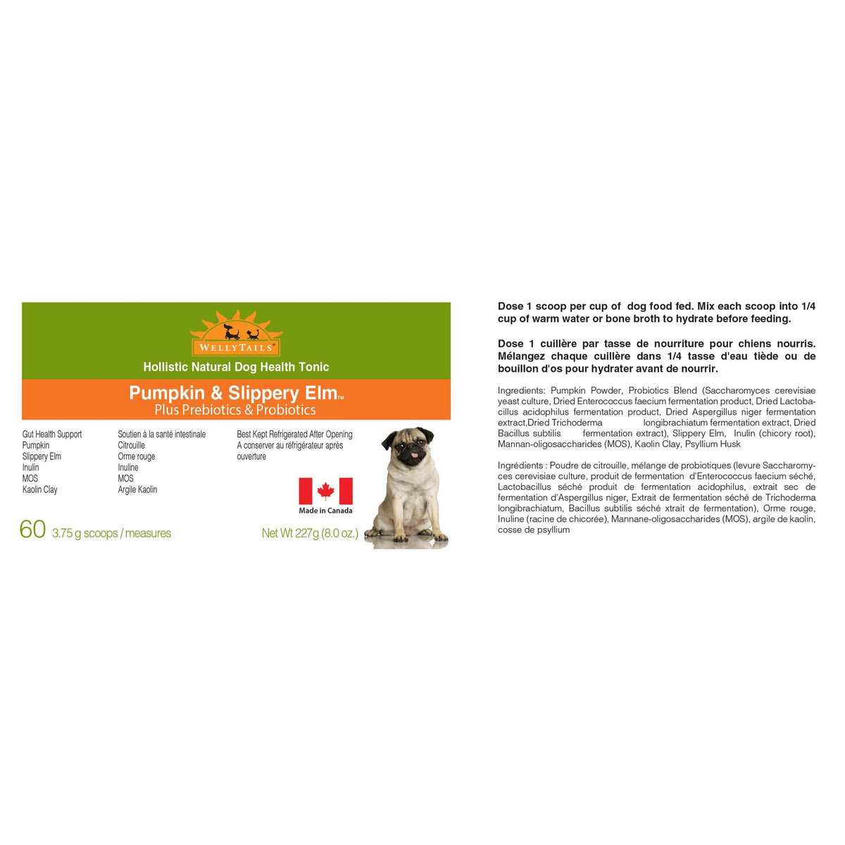 WellyTails Pumpkin & Slippery Elm with GUT Probiotics & Prebiotics｜狗狗營養補充品｜加拿大直送-寵物補充品-毛孩物語Pets Thing｜香港寵物貓狗用品專門店：IATA寵物飛機籠、寵物手推車、貓爬架貓樹