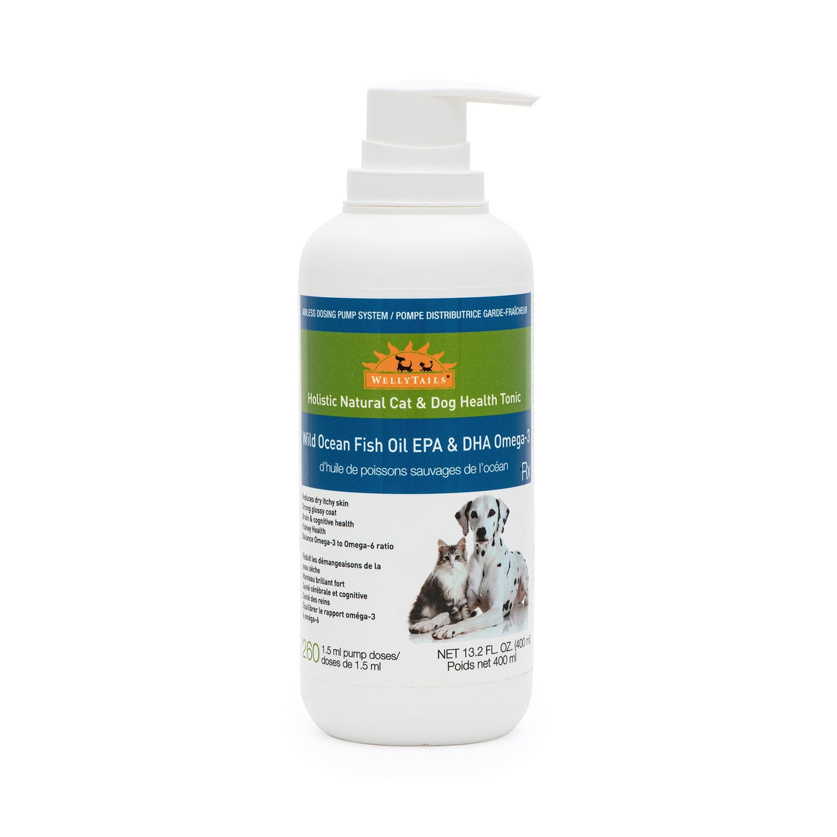 WellyTails Wild Ocean Fish Oil Omega-3 Blend Cat & Dog 400mL Airless Dosing Pump｜貓狗營養補充品｜加拿大直送-寵物補充品-毛孩物語Pets Thing｜香港寵物貓狗用品專門店：IATA寵物飛機籠、寵物手推車、貓爬架貓樹