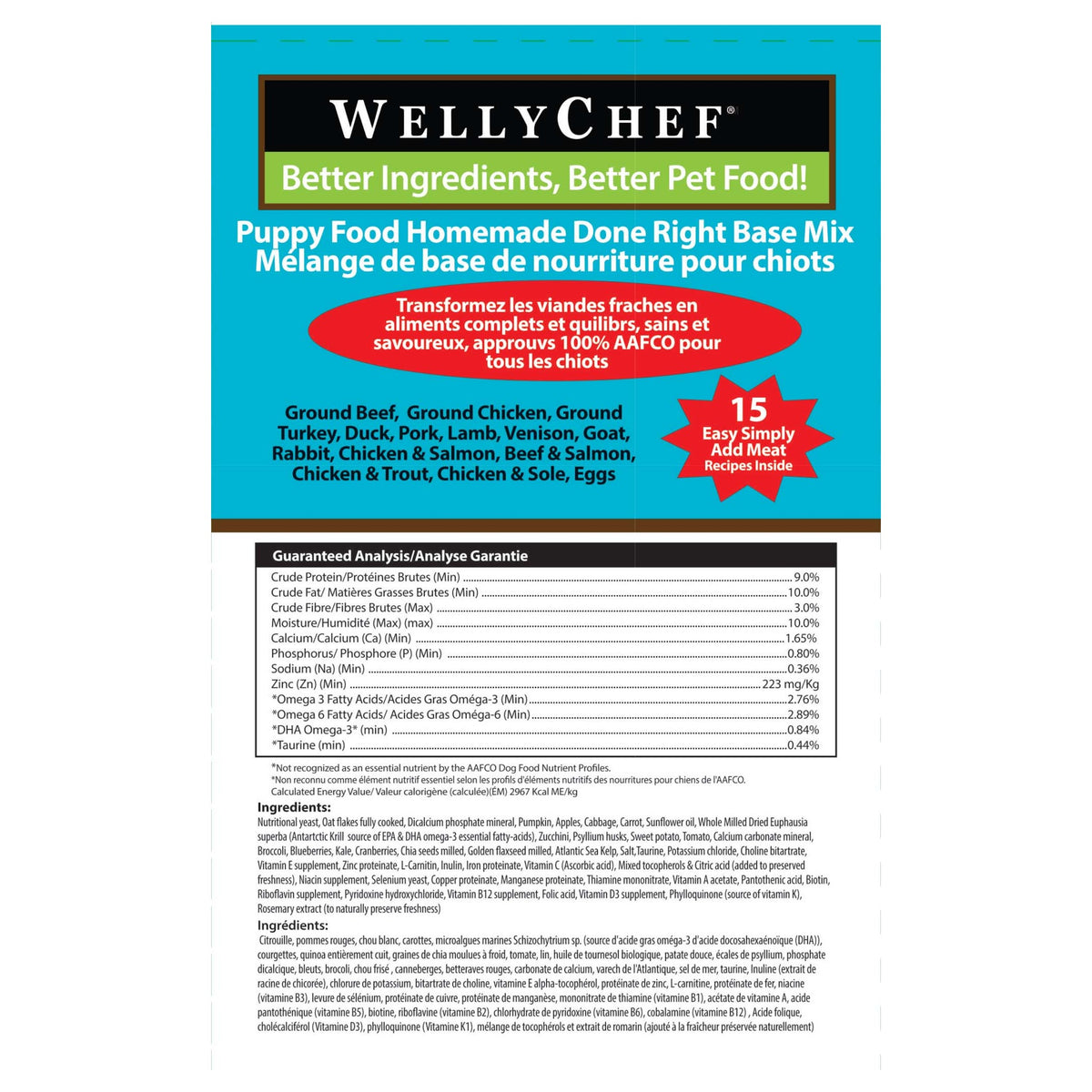 WellyTails WellyChef Homemade PUPPY FOOD Done Right Base Mix - Just Add Fresh Meat｜狗狗食品｜加拿大直送-狗-毛孩物語Pets Thing｜香港寵物貓狗用品專門店：IATA寵物飛機籠、寵物手推車、貓爬架貓樹