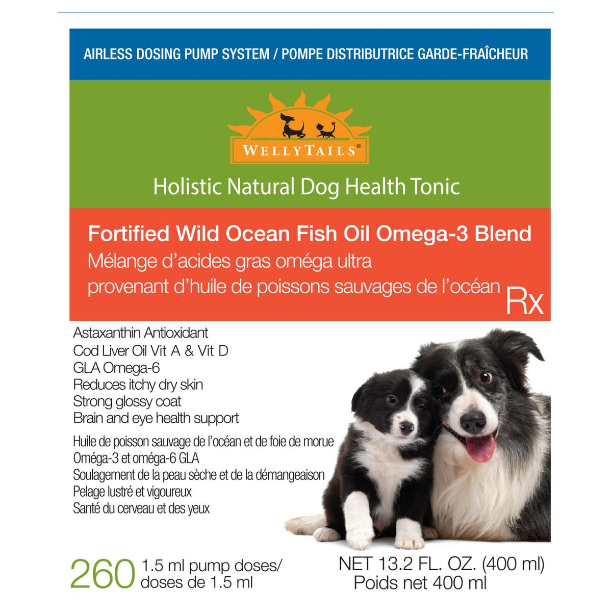 WellyTails Fortified Wild Ocean Fish Oil Omega-3 Blend Dog 400mL Airless Dosing Pump｜狗狗營養補充品｜加拿大直送-寵物補充品-毛孩物語Pets Thing｜香港寵物貓狗用品專門店：IATA寵物飛機籠、寵物手推車、貓爬架貓樹