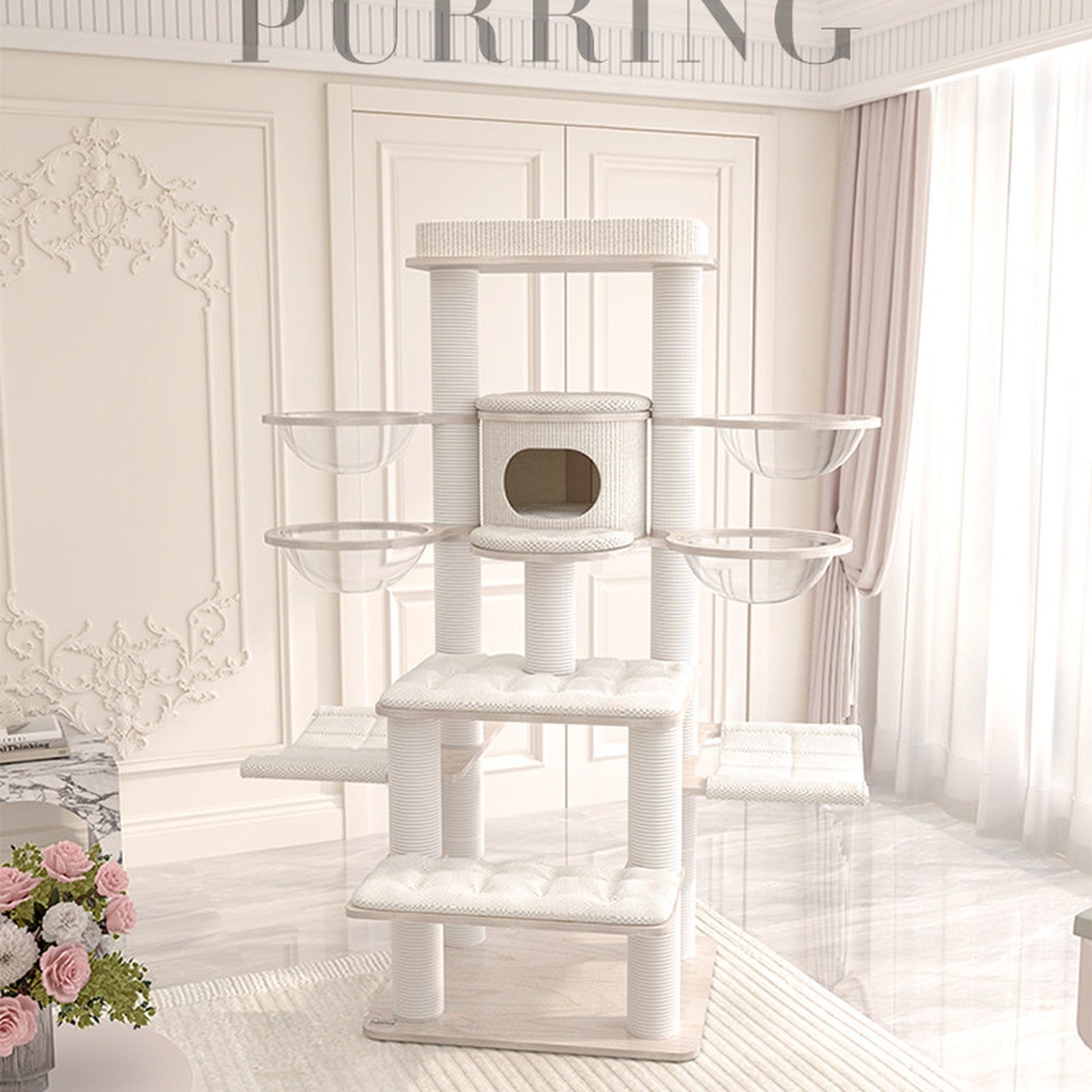 Purring 182535 超大型多層實木貓城堡（182cm・太空碗／吊床） 商品圖片 3