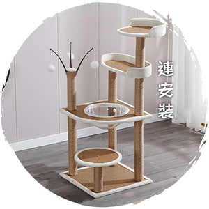 夏天清爽通風清涼藤蓆劍麻柱貓爬架 (太空艙4層款｜122cm)-貓-毛孩物語Pets Thing｜香港寵物貓狗用品專門店：IATA寵物飛機籠、寵物手推車、貓爬架貓樹