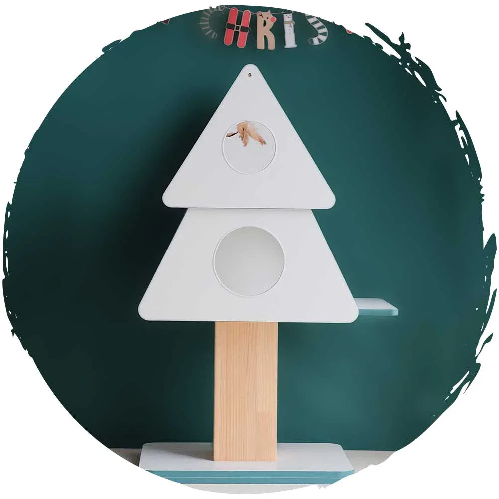 聖誕節冬季實木聖誕樹貓爬架貓樹(兩層款｜117cm)-貓-毛孩物語Pets Thing｜香港寵物貓狗用品專門店：IATA寵物飛機籠、寵物手推車、貓爬架貓樹