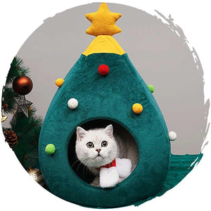 聖誕冬季保暖封閉式絨面聖誕樹型貓咪屋狗窩-貓狗-毛孩物語Pets Thing｜香港寵物貓狗用品專門店：IATA寵物飛機籠、寵物手推車、貓爬架貓樹
