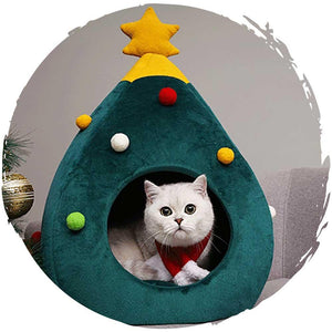 聖誕冬季保暖封閉式絨面聖誕樹型貓咪屋狗窩-貓狗-毛孩物語Pets Thing｜香港寵物貓狗用品專門店：IATA寵物飛機籠、寵物手推車、貓爬架貓樹