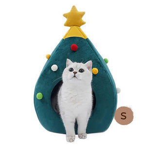 聖誕冬季保暖封閉式絨面聖誕樹型貓咪屋狗窩-貓狗-毛孩物語Pets Thing｜香港寵物貓狗用品專門店：IATA寵物飛機籠、寵物手推車、貓爬架貓樹
