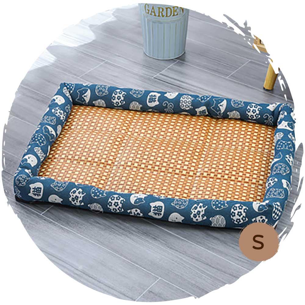 君哲寵物貓狗降溫夏天涼快消暑藤席散熱窩涼蓆 (亞麻布藍色)-貓狗-毛孩物語Pets Thing｜香港寵物貓狗用品專門店：IATA寵物飛機籠、寵物手推車、貓爬架貓樹