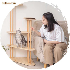 【人寵兩用傢俬・台灣直送】BeHoomie原木貓爬架 / 層架 (5層款｜130cm)-貓-毛孩物語Pets Thing｜香港寵物貓狗用品專門店：IATA寵物飛機籠、寵物手推車、貓爬架貓樹