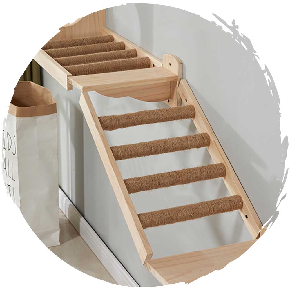 🪜Japanese style luxury solid wood log color hanging wall cat springboa ...