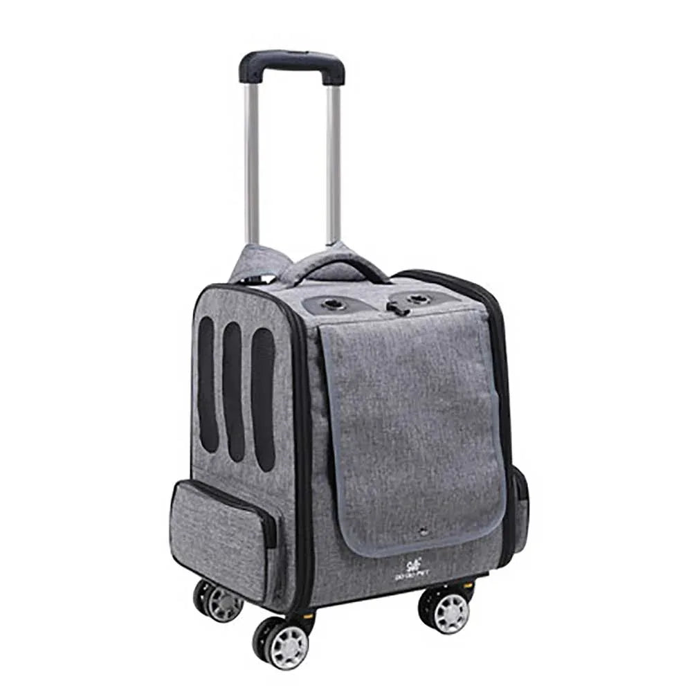 DODOPET 寵物兩用背囊手拉車 四輪360度轉動(灰色) (寵物承重：10kg)-貓狗-毛孩物語Pets Thing｜香港寵物貓狗用品專門店：IATA寵物飛機籠、寵物手推車、貓爬架貓樹