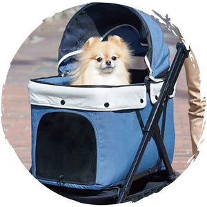 日本BONBI IVPETS Coron可折疊寵物日本原創外出手推車(藍色)(8kg承重)-狗-毛孩物語Pets Thing｜香港寵物貓狗用品專門店：IATA寵物飛機籠、寵物手推車、貓爬架貓樹