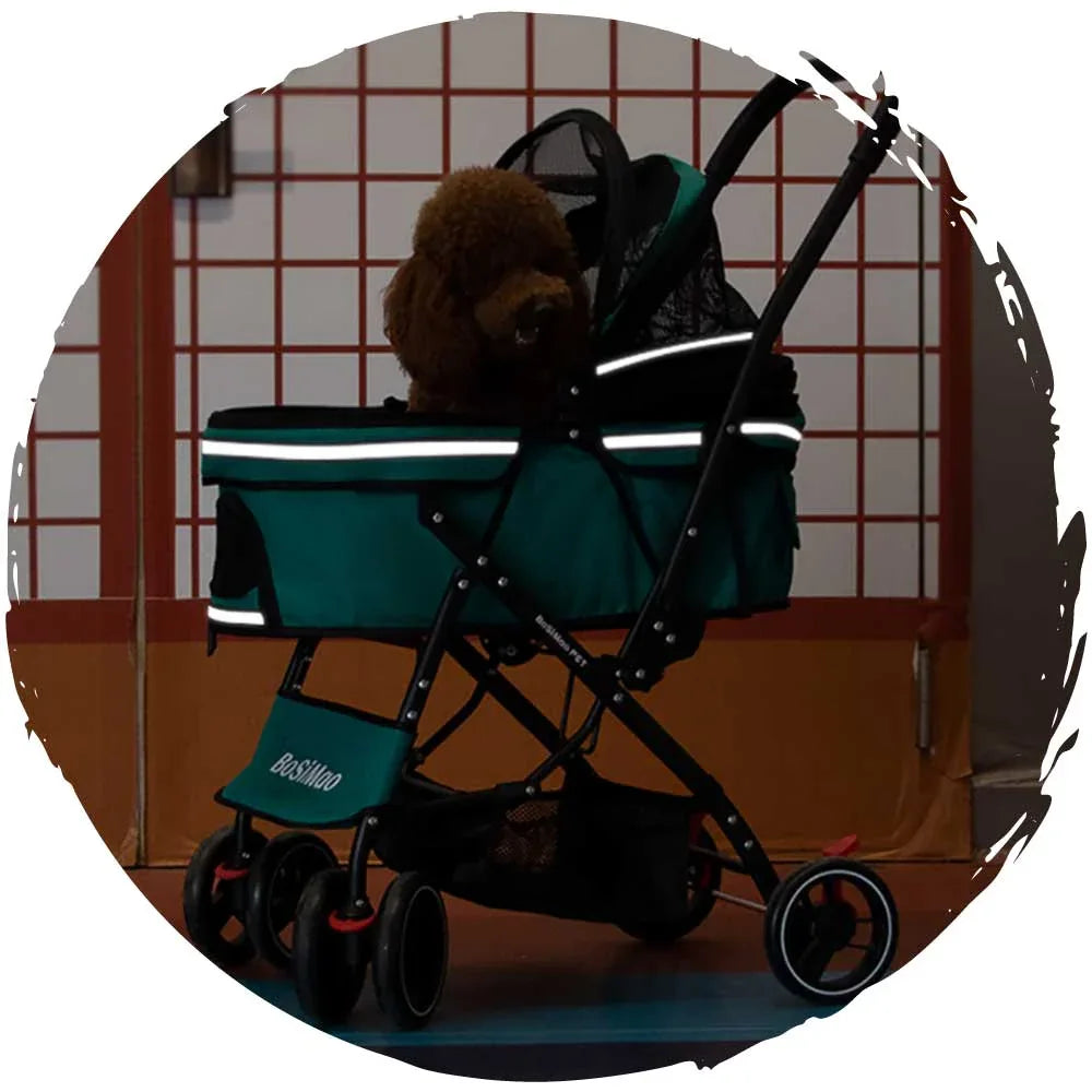 DODOPET 高級高身四輪摺疊反光狗狗手推車 (寵物承重：25kg)-狗-毛孩物語Pets Thing｜香港寵物貓狗用品專門店：IATA寵物飛機籠、寵物手推車、貓爬架貓樹