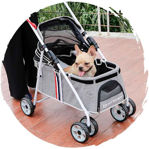DODOPET 低座四輪摺疊狗狗手推車(灰色)（寵物承重：20kg）-狗-毛孩物語Pets Thing｜香港寵物貓狗用品專門店：IATA寵物飛機籠、寵物手推車、貓爬架貓樹