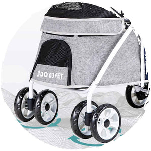 DODOPET 低座四輪摺疊狗狗手推車(灰色)（寵物承重：20kg）-狗-毛孩物語Pets Thing｜香港寵物貓狗用品專門店：IATA寵物飛機籠、寵物手推車、貓爬架貓樹