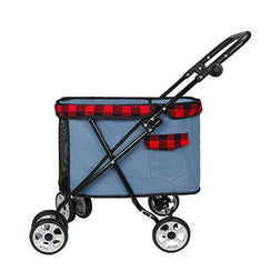 DODOPET 迷你四輪牛仔布摺疊狗狗手推車 (寵物承重：12kg)-狗-毛孩物語Pets Thing｜香港寵物貓狗用品專門店：IATA寵物飛機籠、寵物手推車、貓爬架貓樹
