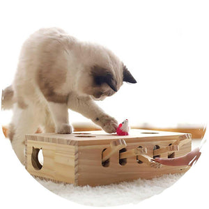 貓咪松木打地鼠逗貓玩具 (升階版｜33 x 26cm)-貓-毛孩物語Pets Thing｜香港寵物貓狗用品專門店：IATA寵物飛機籠、寵物手推車、貓爬架貓樹
