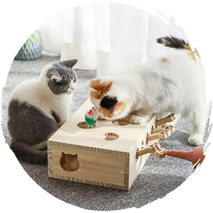 貓咪松木打地鼠逗貓玩具 (豪華版｜40 x 33cm)-貓-毛孩物語Pets Thing｜香港寵物貓狗用品專門店：IATA寵物飛機籠、寵物手推車、貓爬架貓樹