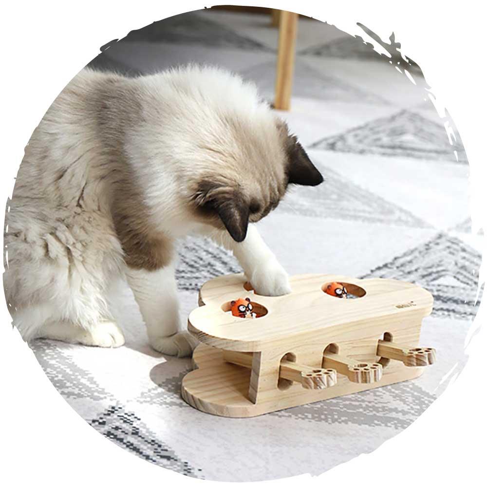貓咪松木打地鼠逗貓玩具 (升階版｜33 x 26cm)-貓-毛孩物語Pets Thing｜香港寵物貓狗用品專門店：IATA寵物飛機籠、寵物手推車、貓爬架貓樹