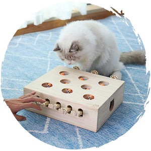 貓咪松木打地鼠逗貓玩具 (豪華版｜40 x 33cm)-貓-毛孩物語Pets Thing｜香港寵物貓狗用品專門店：IATA寵物飛機籠、寵物手推車、貓爬架貓樹